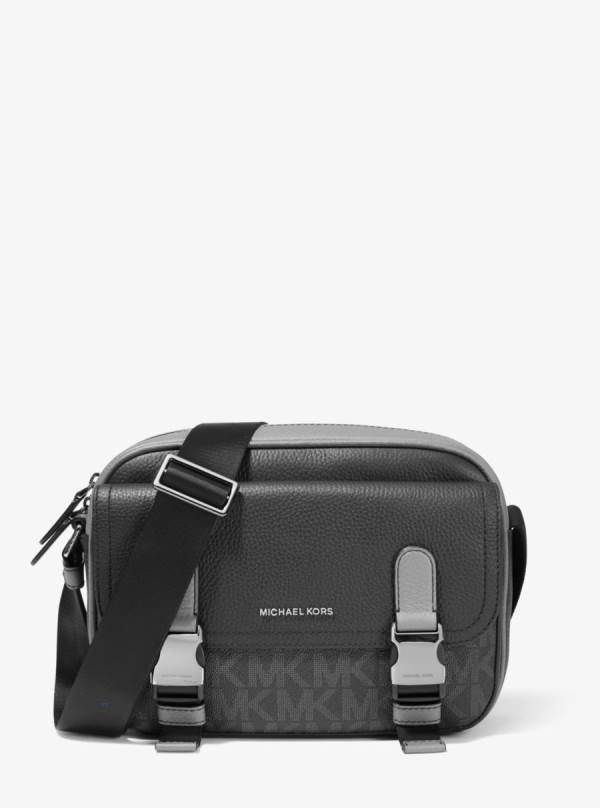 Panske Crossbody Kabelka Michael Kors Hudson Large Leather Čierne - Tasky Michael Kors Sleva | SMTFN-9147